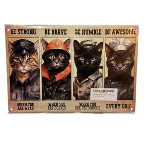 Nostalgic CATS Strong Brave  Media Golden Era Pin Up Art Tin 12"x 8" Sign New